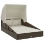 Tumbona con toldo plegable ratán sintético marrón 200x114x128cm by , Outdoor beds - Ref: Foro24-362272, Price: 322,50 €, Disc...