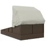 Tumbona con toldo plegable ratán sintético marrón 200x114x128cm by , Outdoor beds - Ref: Foro24-362272, Price: 322,50 €, Disc...