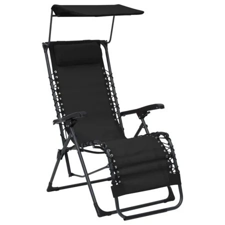 Tumbona plegable de textilene negro de , Tumbonas - Ref: Foro24-312467, Precio: 92,30 €, Descuento: %