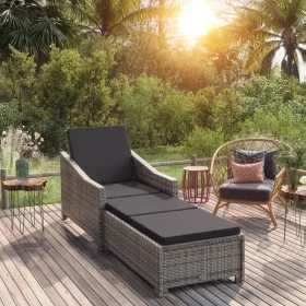 Tumbona de jardín con cojín de ratán sintético gris oscuro by , Loungers - Ref: Foro24-317180, Price: 204,71 €, Discount: %