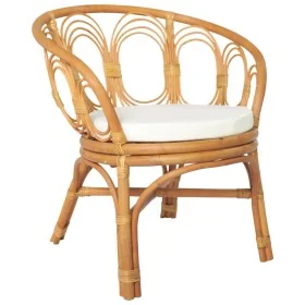 Silla de comedor con cojín ratán natural y lino marrón claro by , dining chairs - Ref: Foro24-325477, Price: 206,21 €, Discou...
