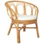 Silla de comedor con cojín ratán natural y lino marrón claro de , Sillas de comedor - Ref: Foro24-325477, Precio: 198,74 €, D...