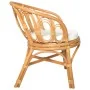 Silla de comedor con cojín ratán natural y lino marrón claro de , Sillas de comedor - Ref: Foro24-325477, Precio: 198,74 €, D...