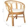 Silla de comedor con cojín ratán natural y lino marrón claro de , Sillas de comedor - Ref: Foro24-325477, Precio: 198,74 €, D...