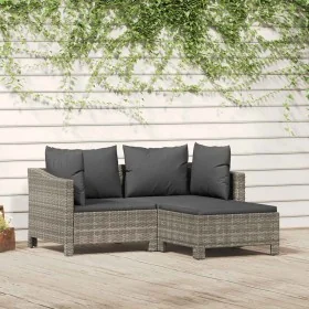 Set de muebles de jardín 3 pzas y cojines ratán sintético gris by , Garden sets - Ref: Foro24-362685, Price: 274,45 €, Discou...