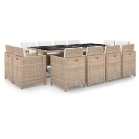 Set comedor de jardín 13 piezas y cojines ratán sintético beige von , Gartensets - Ref: Foro24-42553, Preis: 1,00 €, Rabatt: %