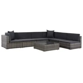 Set de muebles de jardín 7 pzas y cojines ratán sintético gris von , Gartensets - Ref: Foro24-44601, Preis: 767,65 €, Rabatt: %