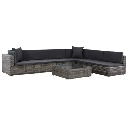Set de muebles de jardín 7 pzas y cojines ratán sintético gris de , Conjuntos de jardín - Ref: Foro24-44601, Precio: 767,58 €...