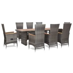 Set de comedor de jardín 9 pzas y cojines ratán sintético gris by , Garden sets - Ref: Foro24-46047, Price: 1,00 €, Discount: %