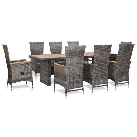 Set de comedor de jardín 9 pzas y cojines ratán sintético gris von , Gartensets - Ref: Foro24-46047, Preis: 1,00 €, Rabatt: %