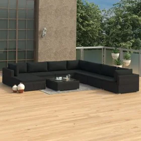 Set de muebles de jardín 9 pzas y cojines ratán sintético negro by , Garden sets - Ref: Foro24-46776, Price: 971,41 €, Discou...