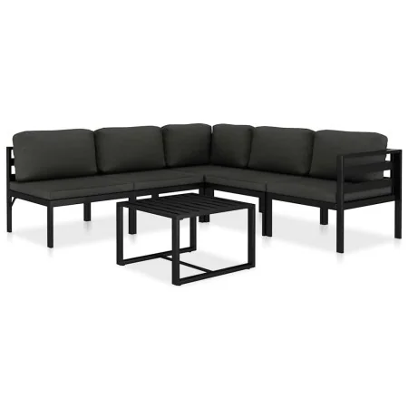 Set muebles de jardín 6 pzas y cojines aluminio gris antracita by , Garden sets - Ref: Foro24-49230, Price: 827,20 €, Discoun...