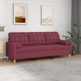 Sofá de 3 plazas con cojines tela rojo tinto 180 cm by , Sofas - Ref: Foro24-3200796, Price: 255,06 €, Discount: %