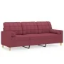 Sofá de 3 plazas con cojines tela rojo tinto 180 cm by , Sofas - Ref: Foro24-3200796, Price: 255,06 €, Discount: %