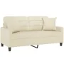Sofá de 2 plazas con cojines cuero sintético color crema 140 cm by , Sofas - Ref: Foro24-3200804, Price: 226,69 €, Discount: %