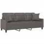 Sofá de 3 plazas con cojines cuero sintético gris 180 cm by , Sofas - Ref: Foro24-3200810, Price: 257,66 €, Discount: %