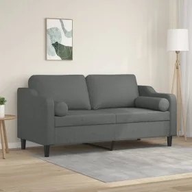 Sofá de 2 plazas con cojines tela gris oscuro 140 cm by , Sofas - Ref: Foro24-3200846, Price: 211,69 €, Discount: %
