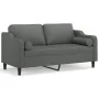 Sofá de 2 plazas con cojines tela gris oscuro 140 cm by , Sofas - Ref: Foro24-3200846, Price: 211,69 €, Discount: %