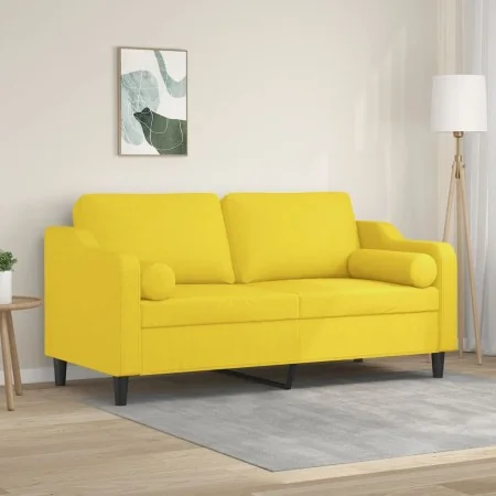 Sofá de 2 plazas con cojines tela amarillo claro 140 cm by , Sofas - Ref: Foro24-3200850, Price: 226,89 €, Discount: %