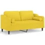 Sofá de 2 plazas con cojines tela amarillo claro 140 cm by , Sofas - Ref: Foro24-3200850, Price: 226,89 €, Discount: %