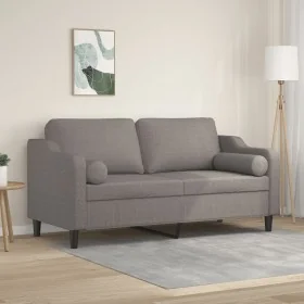 Sofá de 2 plazas con cojines tela gris taupe 140 cm by , Sofas - Ref: Foro24-3200852, Price: 232,19 €, Discount: %
