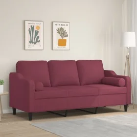 Sofá de 3 plazas con cojines tela rojo tinto 180 cm by , Sofas - Ref: Foro24-3200859, Price: 361,34 €, Discount: %