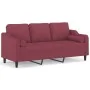 Sofá de 3 plazas con cojines tela rojo tinto 180 cm by , Sofas - Ref: Foro24-3200859, Price: 361,34 €, Discount: %