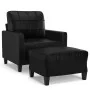 Sillón con taburete cuero sintético negro 60 cm by , Sofas - Ref: Foro24-3201009, Price: 193,12 €, Discount: %