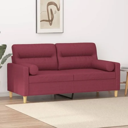 Sofá de 2 plazas con cojines tela rojo tinto 140 cm by , Sofas - Ref: Foro24-3200827, Price: 220,79 €, Discount: %