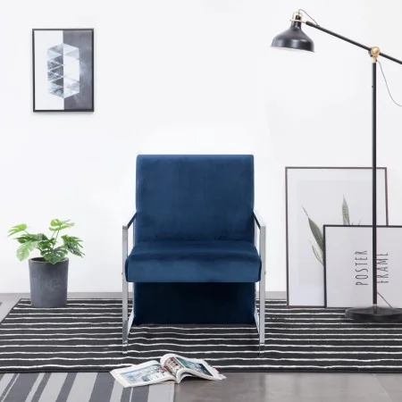 Sillón con patas cromadas de terciopelo azul by , Armchairs - Ref: Foro24-282160, Price: 121,81 €, Discount: %