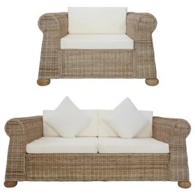 Conjunto de sofás 2 piezas con cojines ratán natural by , Sofas - Ref: Foro24-278601, Price: 1,00 €, Discount: %