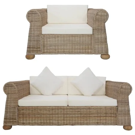 Conjunto de sofás 2 piezas con cojines ratán natural by , Sofas - Ref: Foro24-278601, Price: 1,00 €, Discount: %