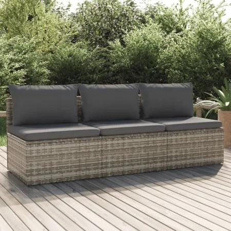 Sofá de jardín de 3 plazas con cojines ratán sintético gris von , Outdoor-Sofas - Ref: Foro24-318672, Preis: 282,23 €, Rabatt: %
