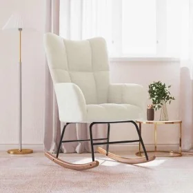 Silla mecedora de terciopelo blanco crema by , Rocking chairs - Ref: Foro24-328148, Price: 144,75 €, Discount: %