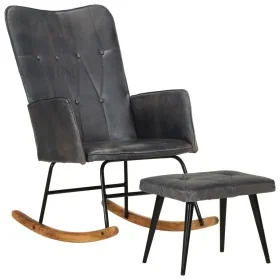 Mecedora con taburete cuero auténtico gris von , Schaukelstühle - Ref: Foro24-339697, Preis: 138,93 €, Rabatt: %