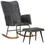 Mecedora con taburete cuero auténtico gris von , Schaukelstühle - Ref: Foro24-339697, Preis: 138,93 €, Rabatt: %