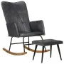 Mecedora con taburete cuero auténtico gris von , Schaukelstühle - Ref: Foro24-339697, Preis: 138,93 €, Rabatt: %