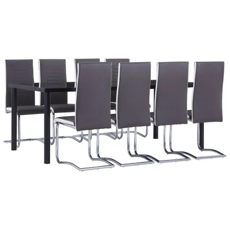 Juego de comedor 9 piezas cuero sintético gris de , muebles para cocinas y comedores - Ref: Foro24-3053151, Precio: 776,92 €,...