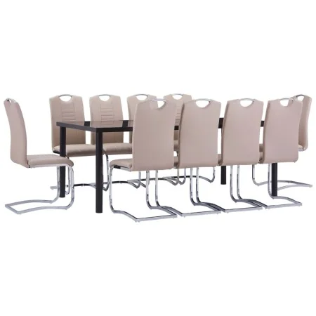 Juego de comedor 11 piezas cuero sintético color capuchino by , Furniture sets for kitchens and dining rooms - Ref: Foro24-30...