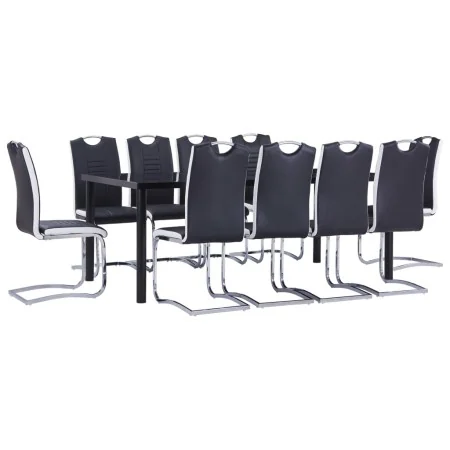 Juego de comedor 11 piezas cuero sintético negro by , Furniture sets for kitchens and dining rooms - Ref: Foro24-3053164, Pri...