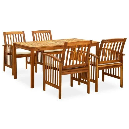 Set comedor de jardín 5 pzas y cojines madera maciza de acacia by , Garden sets - Ref: Foro24-3058086, Price: 533,73 €, Disco...