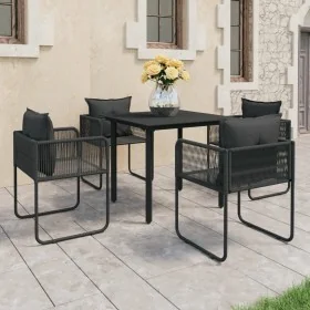 Set de comedor de jardín de 5 piezas PVC ratán negro by , Garden sets - Ref: Foro24-3060095, Price: 374,93 €, Discount: %