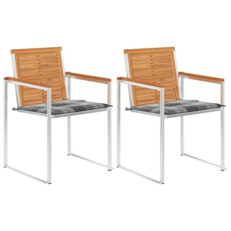 Sillas de jardín con cojines 2 uds madera maciza acacia y acero de , Sillas de jardín - Ref: Foro24-3061502, Precio: 254,93 €...