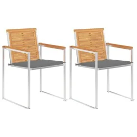 Sillas de jardín con cojines 2 uds madera maciza teca y acero by , Garden chairs - Ref: Foro24-3061516, Price: 272,76 €, Disc...