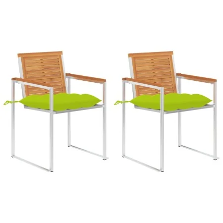Sillas de jardín con cojines 2 uds madera maciza acacia y acero de , Sillas de jardín - Ref: Foro24-3061514, Precio: 259,06 €...