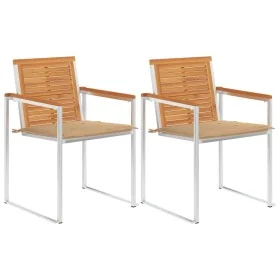 Sillas de jardín con cojines 2 uds madera maciza acacia y acero von , Gartenstühle - Ref: Foro24-3061491, Preis: 259,15 €, Ra...