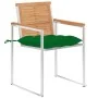 Sillas de jardín con cojines 2 uds madera maciza teca y acero by , Garden chairs - Ref: Foro24-3061535, Price: 272,95 €, Disc...