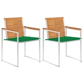 Sillas de jardín con cojines 2 uds madera maciza acacia y acero von , Gartenstühle - Ref: Foro24-3061493, Preis: 253,77 €, Ra...