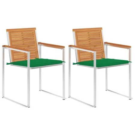 Sillas de jardín con cojines 2 uds madera maciza acacia y acero by , Garden chairs - Ref: Foro24-3061493, Price: 253,79 €, Di...