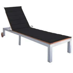 Tumbona con cojín madera maciza de acacia y acero galvanizado by , Loungers - Ref: Foro24-3061549, Price: 270,64 €, Discount: %